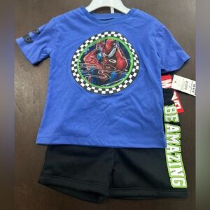 Marvel Blue Spider-Man T-Shirt and Black Shorts Set